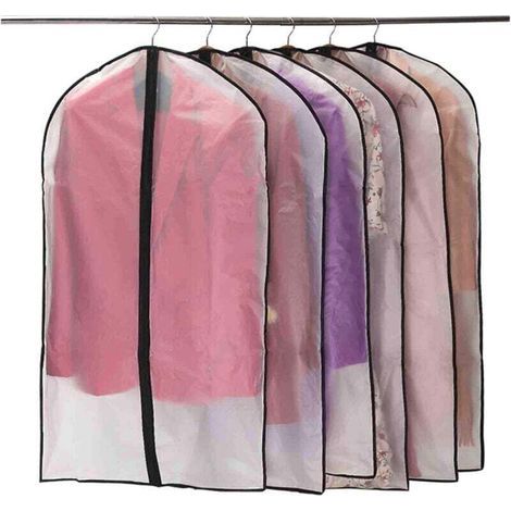 Garment covers, dustproof, waterproof, mothproof, moisture-resistant, semi-transparent, with zipper, for shirts, suits/coats, pack of 10, 60 x 100 cm (black) (1/4)