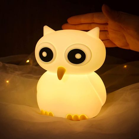 Filiyano-Veilleuse Hibou Vis, veilleuse LED mignonne avec abat-jour et couleurs changeantes, rechargeable, idéale pour la chambre des enfants (garçons (1/5)