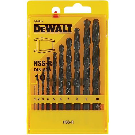 DEWALT Dt5911 Hss-R Jobber Drill Bit Set, 10 Piece