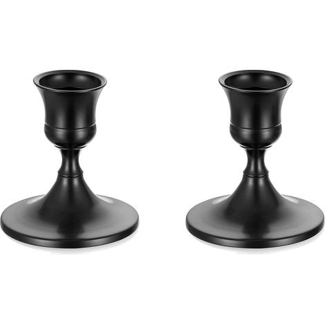 lot de 2 Porte bougies noirs Porte bougies décoratifs pour bougies coniques, idéaux pour la table basse, la cheminée ou la décoration intérieure (1/5)