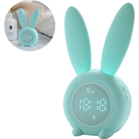 Réveil enfant, réveil lumineux lapin mignon, lampe de chevet, réveil lumineux (1/3)