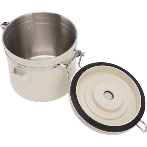 Boîte à café hermétique en acier inoxydable 304 avec valve et dosette pour café moulu, thé et autres aliments. Petit récipient de conservation de 1,2 L. (1/5)