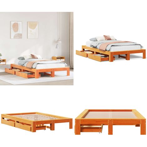 vidaXL Cadre de lit sans matelas cire marron 120x200cm bois pin massif (1/5)