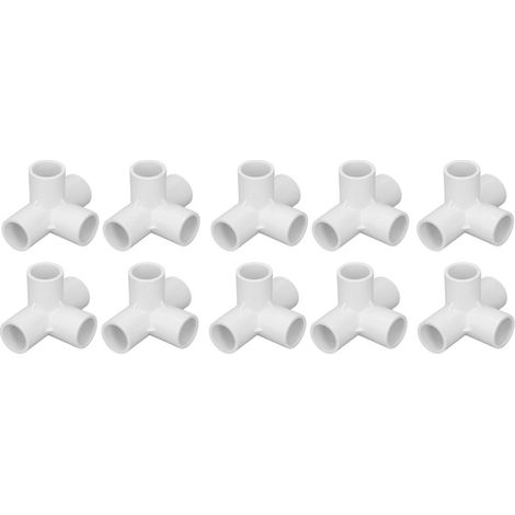 Lot de 10 raccords de tuyauterie en PVC 0,8 pouce, coudes à 4 voies, blancs, pour le raccordement de meubles et de tentes. (1/5)