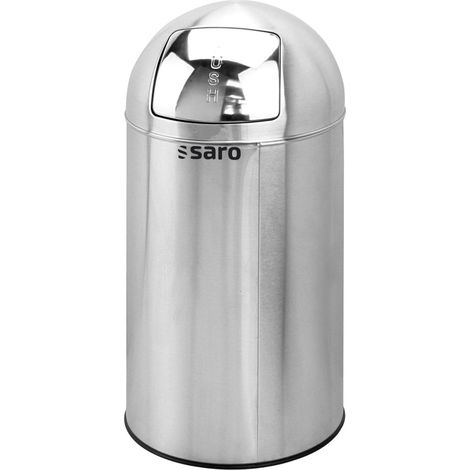 Corbeille à papier AD 253 - 35L - Couvercle poussoir - Acier inoxydable - Saro