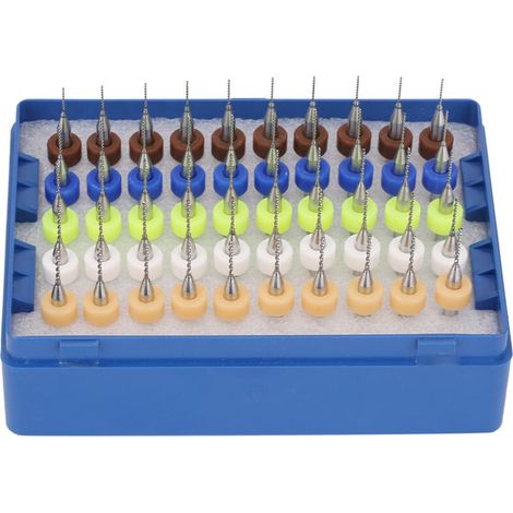 Micro drill bits, high-hardness bits from 0.5 to 0.9 mm, multi-functional, efficient, portable, 50 pieces for material processing, electronics industry, PCB SMT, mold making (1/5)