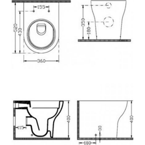 WC ELIOS Installazione Filomuro + Sedile Termoindurente Soft Close SLIM Ceramica - Colore BIANCO