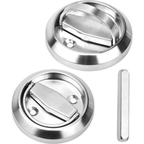 Poignée De Porte Encastrée - Acier Inoxydable 304 - Diamètre 74 Mm - Entraxe Vis 38 Mm - Pour Porte Intérieure - 1 Paire (1/4)