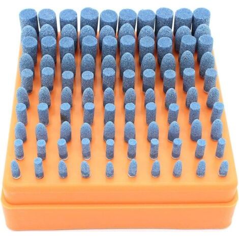 Ensemble de 100 Pierres de Polissage à Embouts pour Outils Rotatifs Dremel Tige de 3 mm, Tete de Polissage Abrasif Monté Roue de Meulage D'outil Rotatoire en Pierre (Rouge) (1/4)