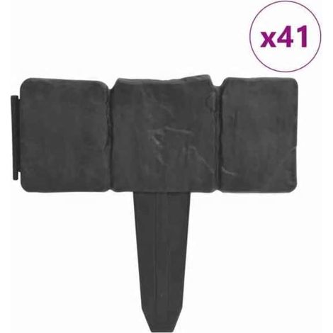 Recinzione Giardino/Prato in Plastica 41 pz Aspetto Pietra 10 m (1/4)