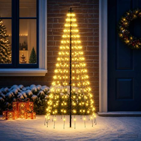 vidaXL Albero di Natale LED 165 cm 270 LED Bianco caldo Ferro Nero (1/5)