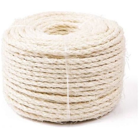 Corde de Sisal Naturel 8mm Remplacement Cordage Ancien Accessoire Idéal pour remplacer Poteaux de l'arbre à Chat, Balles Jouets en Sisal Inclus (25m, Blanc) (1/5)