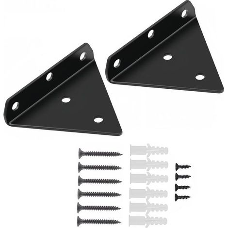 2 Pièces Supports D'étagère Flottants, Supports à Tablettes Muraux Triangulaires Invisibles Equerre Etagere Murale 80x100mm, Noir (1/5)