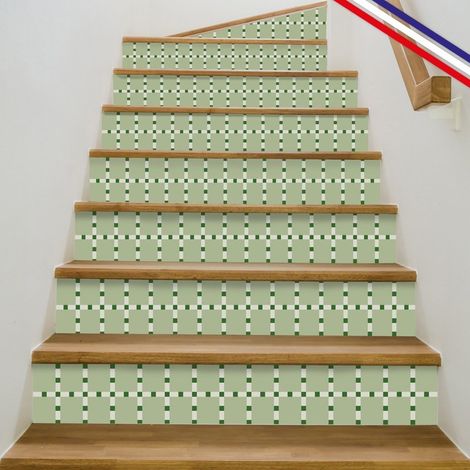 Contremarches adhésives PVC pour escalier - vert - Lot de 5 (15x100 cm) (1/5)