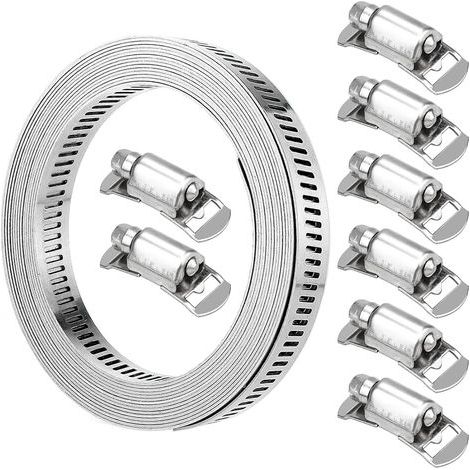 GENERIC-Collier De Serrage Collier À Vis Sans Fin En Acier, Sangle Collier De Serrage Avec Attaches Longueur De 3,5m Et 8 Pcs Sangles (1/5)