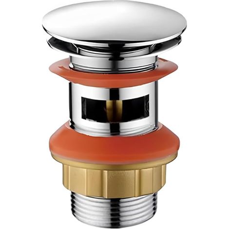 Raccord de vidange pop-up en laiton chromé G1 1/4" BSPP (40 mm) pour salle de bain, résistant à la corrosion, pour évier de lave vanité (évier avec surflow) (1/5)
