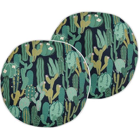 Gartenkissen 2er Set BUSSANA Pflanzenmuster 40 x 40 cm Grün