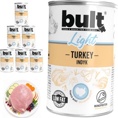BULT LIGHT Nassfutter für Hunde, Truthahn, Dose 6 x 400 g, leicht verdaulich (1/2)