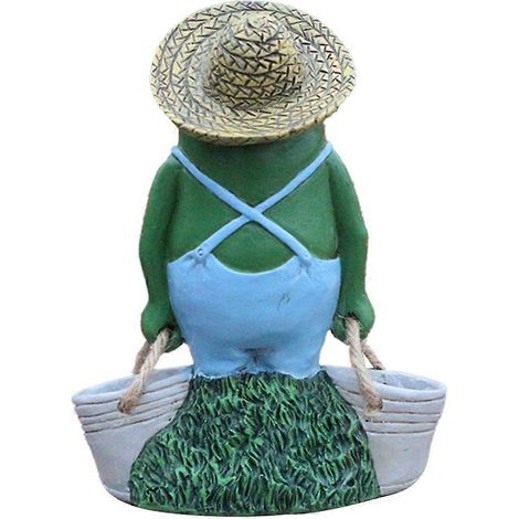 Grenouille fermière ornementale de jardin, figurine en résine amusante représentant un animal, pour décorer pelouse et jardin. (1/4)