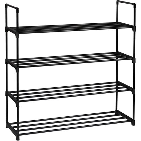 Zapatero de metal negro 91,5 x 90,5 x 30,5 cm almacenamiento flexible para pasillo y camping 130010475 (1/4)