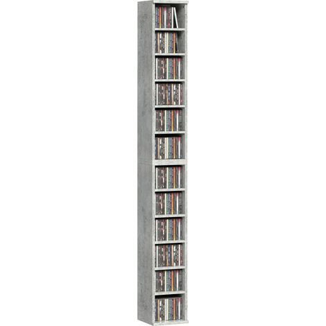 CD Storage Units Set of 2 Cement Grey with Adjustable Shelves for Living Room (1/5)