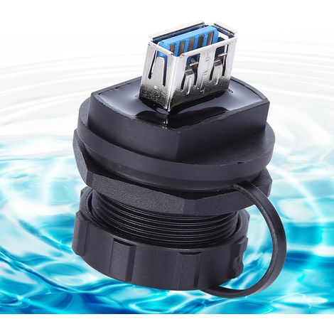 Connecteur USB étanche, contacts en cuivre, isolant PA66, double femelle, protection anti-poussière (1/5)