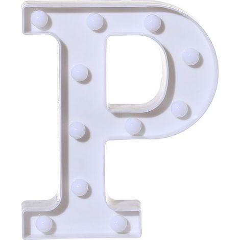 Lettre Lumineuse - Lettre LED En Plastique ABS PP - Pour Décoration Intérieure Murale Ou Sur Pied - Alimentation Par 2 Piles AA - Taille 22 x 18 x 4,5 cm - Lettre P (1/4)