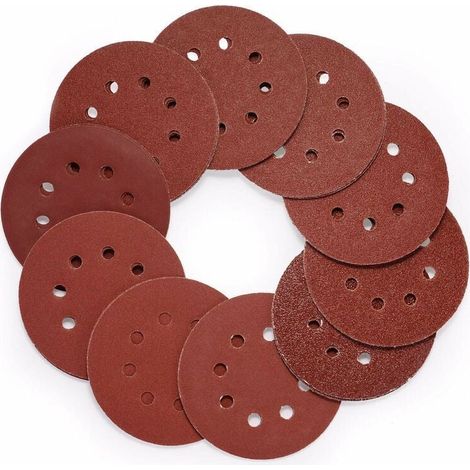 80 Schleifscheiben, 125 mm Körnung, 8-Loch-Rundschleifscheiben, Schleifpapier für Schleifmaschinen, Körnungen 40/60/80/100/120/150/180/240/320/400 zum Schleifen, Polieren und Entrosten (1/4)