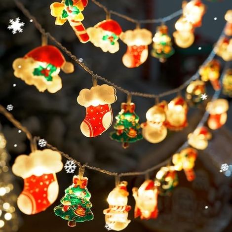 Catena Luminosa LED Natale 10 Luci Babbo Natale 1,5M (1/5)