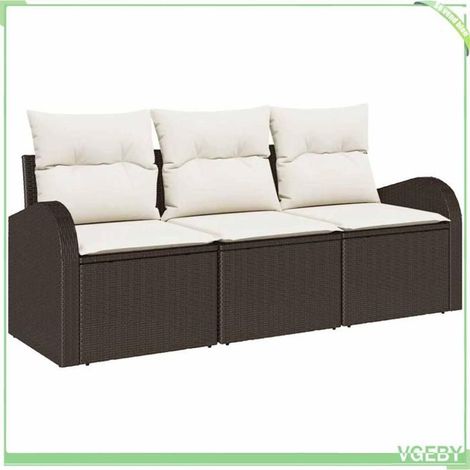 Ensemble de canapé de jardin 3 pcs - FAFEICY - 3354567 - Marron et blanc - Poly rotin - Modulaire (1/5)