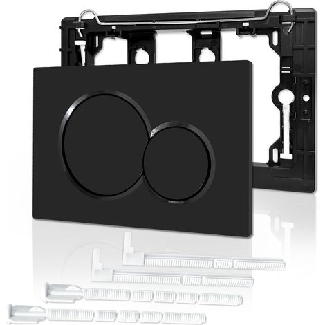 Plaque de déclenchement noire pour WC suspendu Geberit Sigma01, kit complet support et accessoires de montage (1/5)