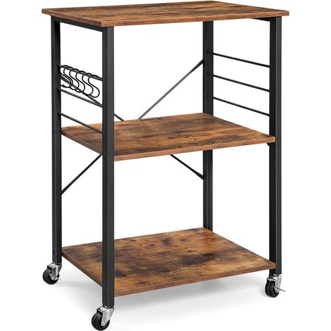 Étagère mobile rustique Sambor sur roulettes (1/5)
