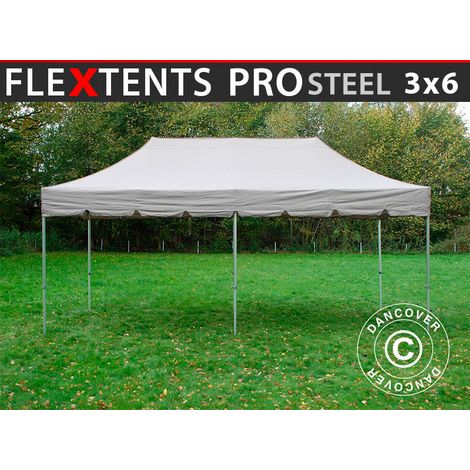 Pop up gazebo FleXtents PRO Steel "Peaked" 3x6 m Latte