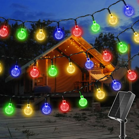 Guirlande Lumineuse Solaire d'Extérieur Résistante aux Intempéries 6.5M 30 LED,Étanche Guirlande Lumineuse Solaire pour Extérieur avec 8 Modes