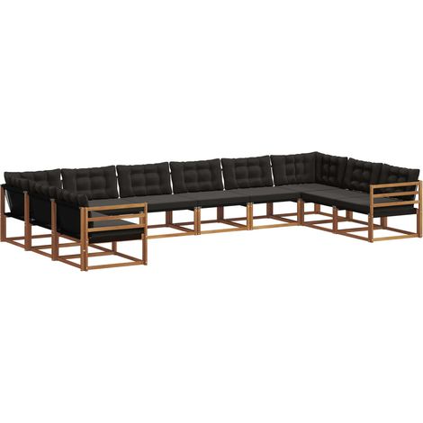 Outdoor Sofa Set with Cushion 10 pcs Natural and Black vidaXL (1/5)