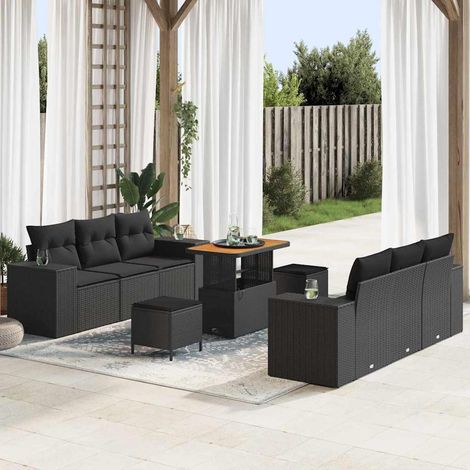 vidaXL Set Divano da Giardino 9 pcs Nero Rattan in Polipropilene (1/5)