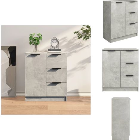 Buffet Gris béton 60x30x70 cm Bois d'ingénierie - Buffet Gris - Meuble Rangement - Commode - Buffet Design - Mobilier Salon (1/5)