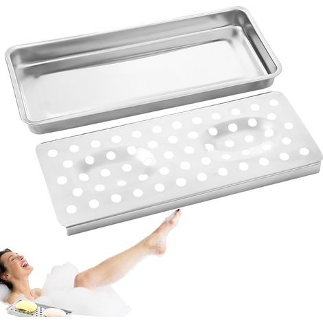 Porte-savon en acier inoxydable Porte-savon spacieux Accessoires de douche de salle de bain Économiseur de savon antidérapant pour un drainage sans effort, parfait pour la salle de bain et la (1/5)