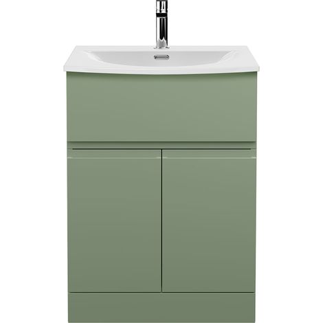 Hudson Reed Urban Floor Standing Vanity Unit with Basin 4 Satin Green - 600mm Wide (1/5)