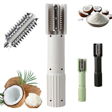 Rallador de coco eléctrico mejorado 2026，rodillo giratorio de acero inoxidable y diseño antisalpicaduras para uso en la cocina (blanco) (1/5)