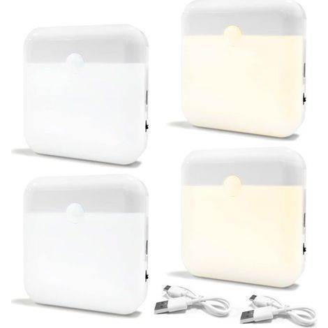 4 PCS Lumière LED Night Light with Motion Sensor, Rechargeable LED Night Light for Kids, 2 Modes. (1/4)