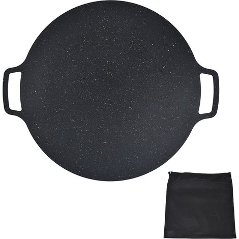 Koreanische Grillpfanne, 36 cm, antihaftbeschichtet, hitzebeständig, ideal für Schweinefleisch und Pfannkuchen