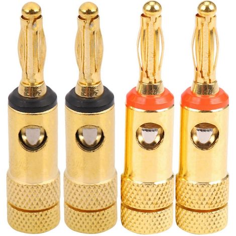 Conectores banana chapados en oro, 2 rojos y 2 negros, 4 mm, LL68-4BP1 (paquete de 4) (1/5)