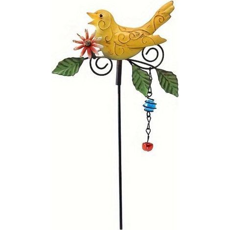 1 Pièce de Piquet Jardin en Métal pour Oiseaux Carillon à Vent avec Cloche Décor Extérieur Décorations D'Oiseaux Noël Vent, B (1/4)