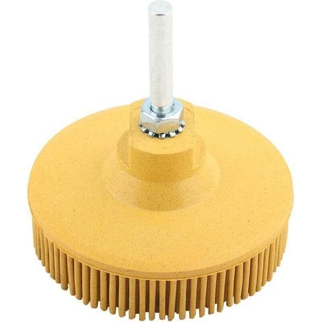 Disque de brosse à poils Meule abrasive de polissage abrasif en caoutchouc de brosse de 3 pouces pour le retrait de rouille de bavure(Jaune) (1/4)