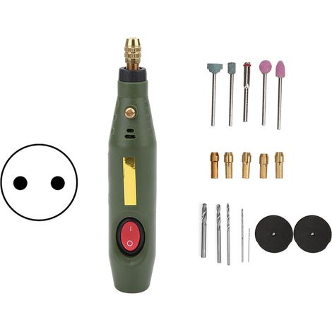 Mini taladro eléctrico, amoladora, grabadora, kit de herramientas rotativas para tallado, tallado de madera de ágata, enchufe de 100-240 V CA -Crezuo