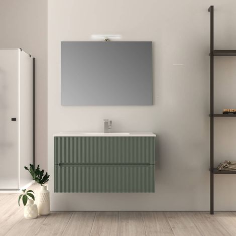 Mobile bagno Verde opaco Riga cannettato 90 cm (1/4)