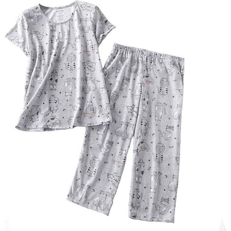 Ensembles pyjama femme : haut et pantalon Capri (1/5)