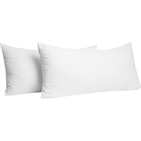 Lot de 2 taies d’oreiller – 48x74 cm – Blanches – Ultra douces – Lit double – Enfants et adultes – Résistantes (1/5)