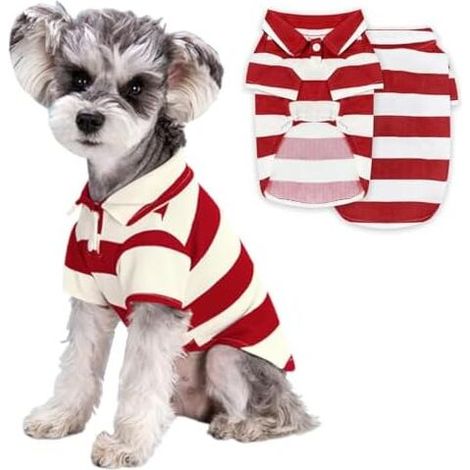 27x17x17cm Red Dog Shirts, Fashion Striped Cat Puppy T-Shirts Summer Breathable Beach T-Shirt Polo Short Sleeve Casual Pet Clothes for Small Dogs